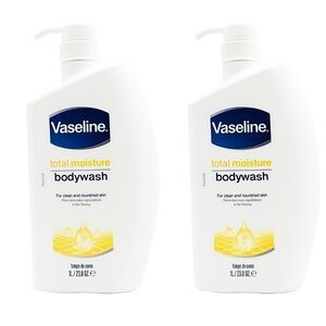 2-pack bundle of Vaseline Total Moisture Body Wash, each in a 33.8 fl oz pump